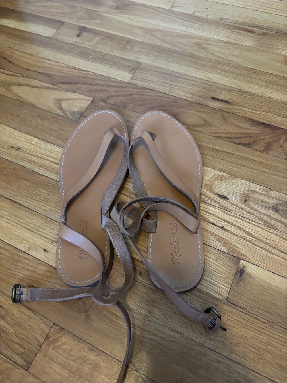 Madewell Tan Leather Wrap Sandals